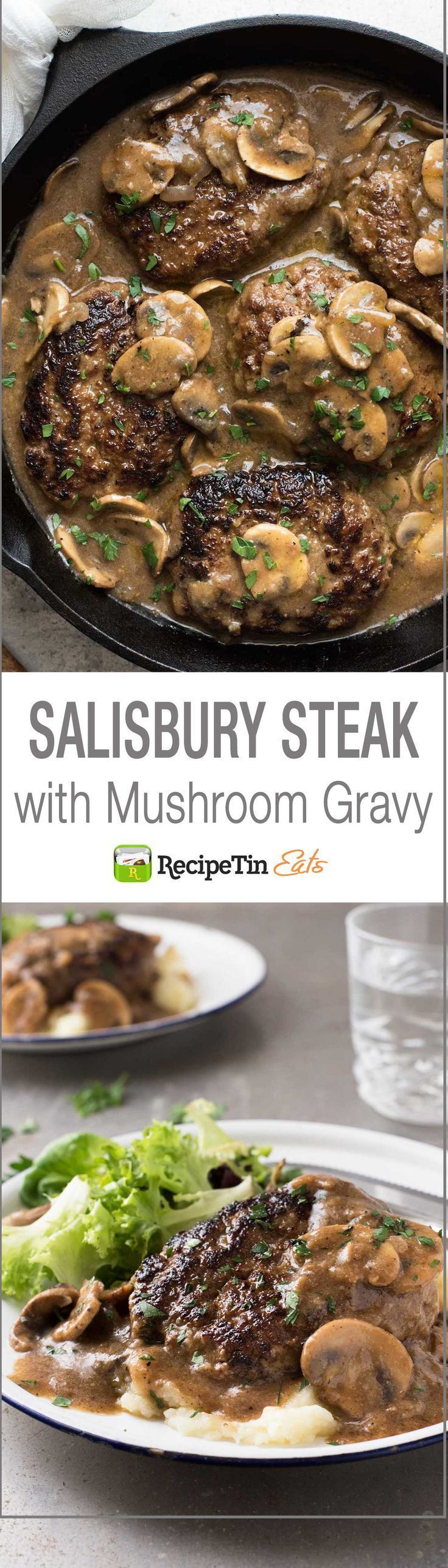 Salisbury Steak with Mushroom Gravy – Juicy steaks with my little tip for extra flavourful gravy!