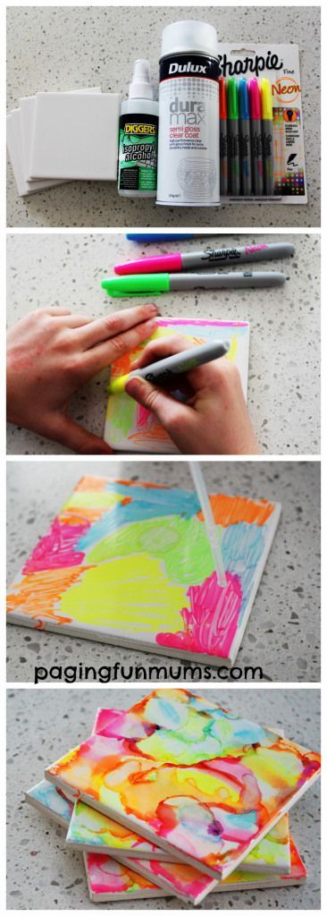 Sharpie Art Tiles made by Kids – this comes with an awesome YouTube tutorial too!