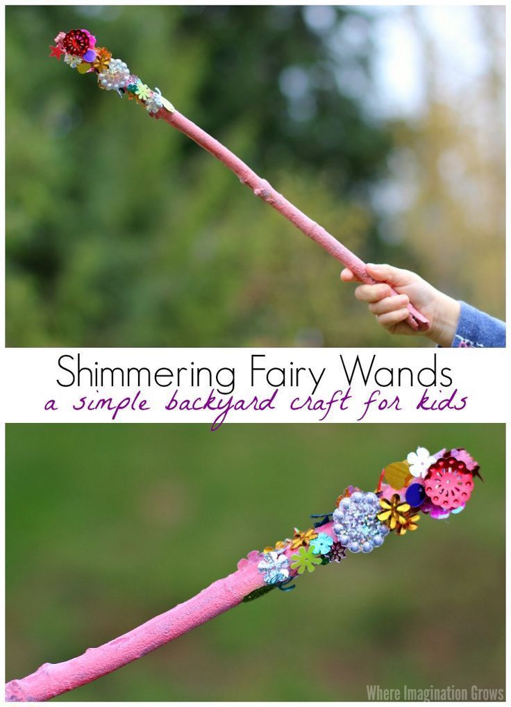 Shimmering Wand Craft for Kids! A simple backyard fairy craft for preschoolers combining craft materials and nature!! Perfect