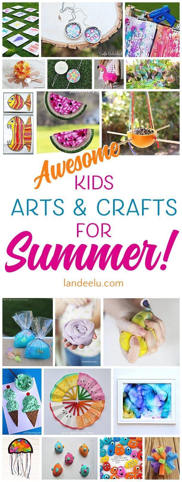 So many fun summer craft ideas for kids to keep their minds and creativity going all summer long! I love the ice cream paintings!