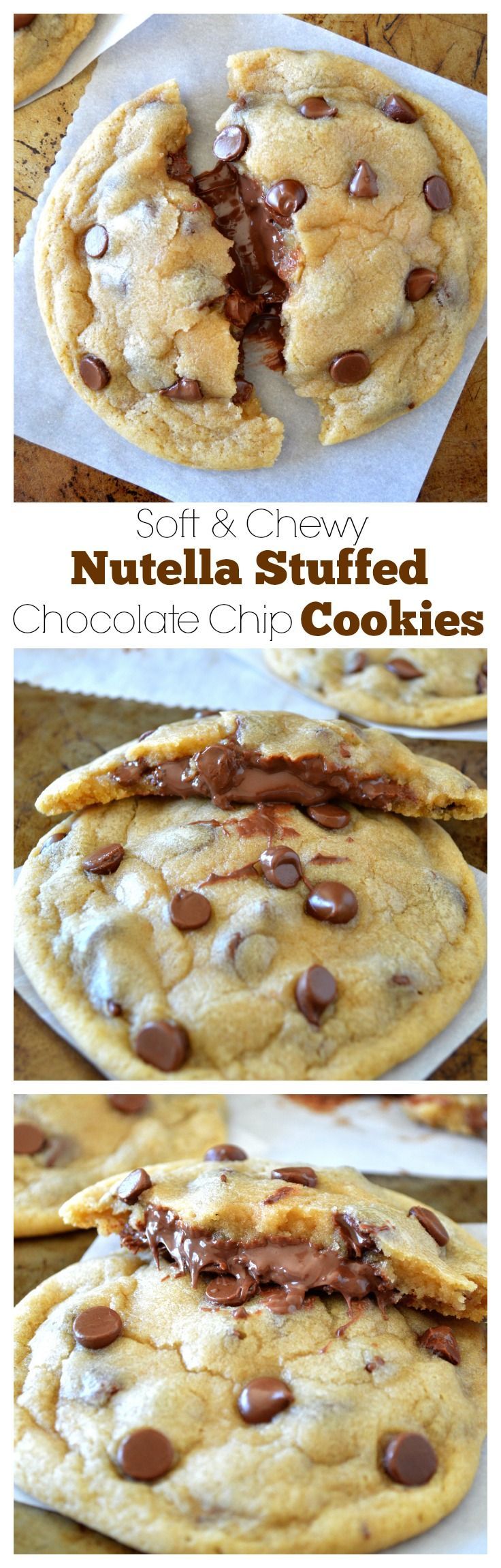 Soft & Chewy Nutella Stuffed Chocolate Chip Cookies