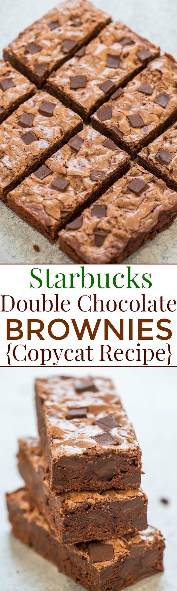 Starbucks Double Chocolate Brownies {Copycat Recipe} – Rich, fudgy, chewy, easy, no mixer recipe that tastes just like Starbucks!!