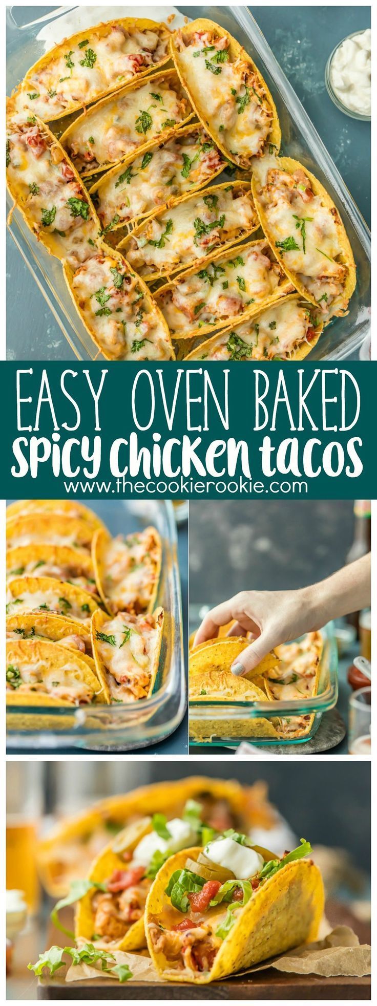 SUPER EASY Oven Baked Spicy Chicken Tacos make a weekly appearance on our table. All the flavor and none of the stress. ALL THAT