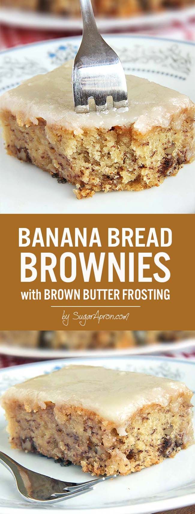 The world needs to know. The sweet taste of banana bread brownies topped with a brown butter frosting.