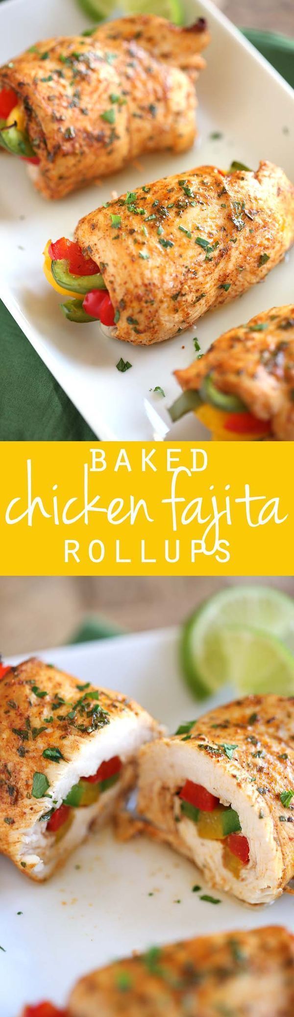 These Baked Chicken Fajita Roll-Ups are easy to make, super moist and make the perfect delicious low-carb meal!