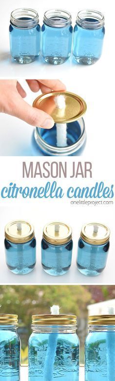 These mason jar citronella candles are REALLY EASY and they really keep the bugs away! What a fun and beautiful summer project!