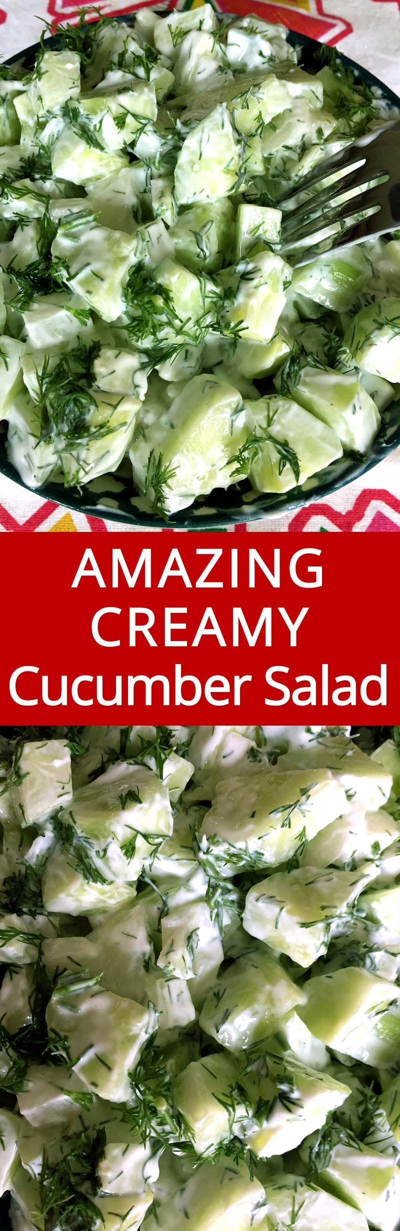 This creamy cucumber dill salad is always a hit! Perfect for potlucks, I love this recipe!