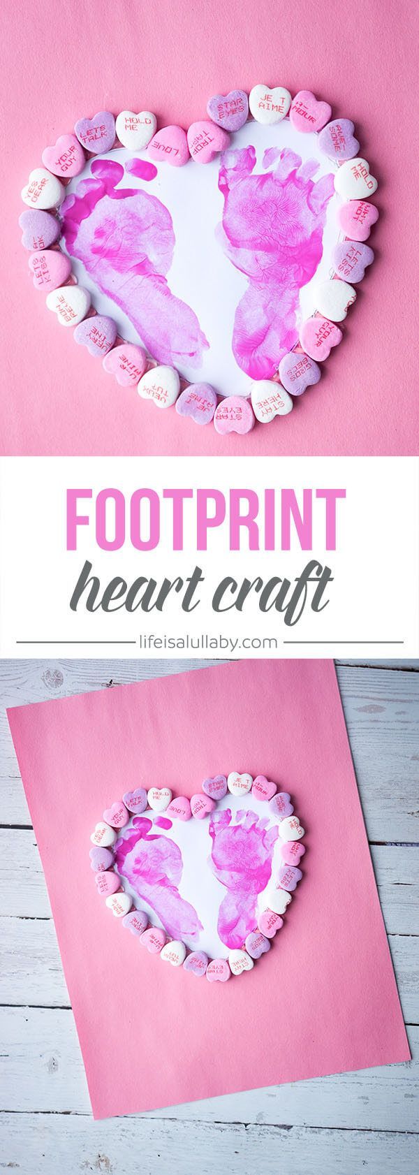 This footprint heart craft is SO CUTE! This is such a nice idea for Valentines Day or Mothers day as a gift or can be framed.