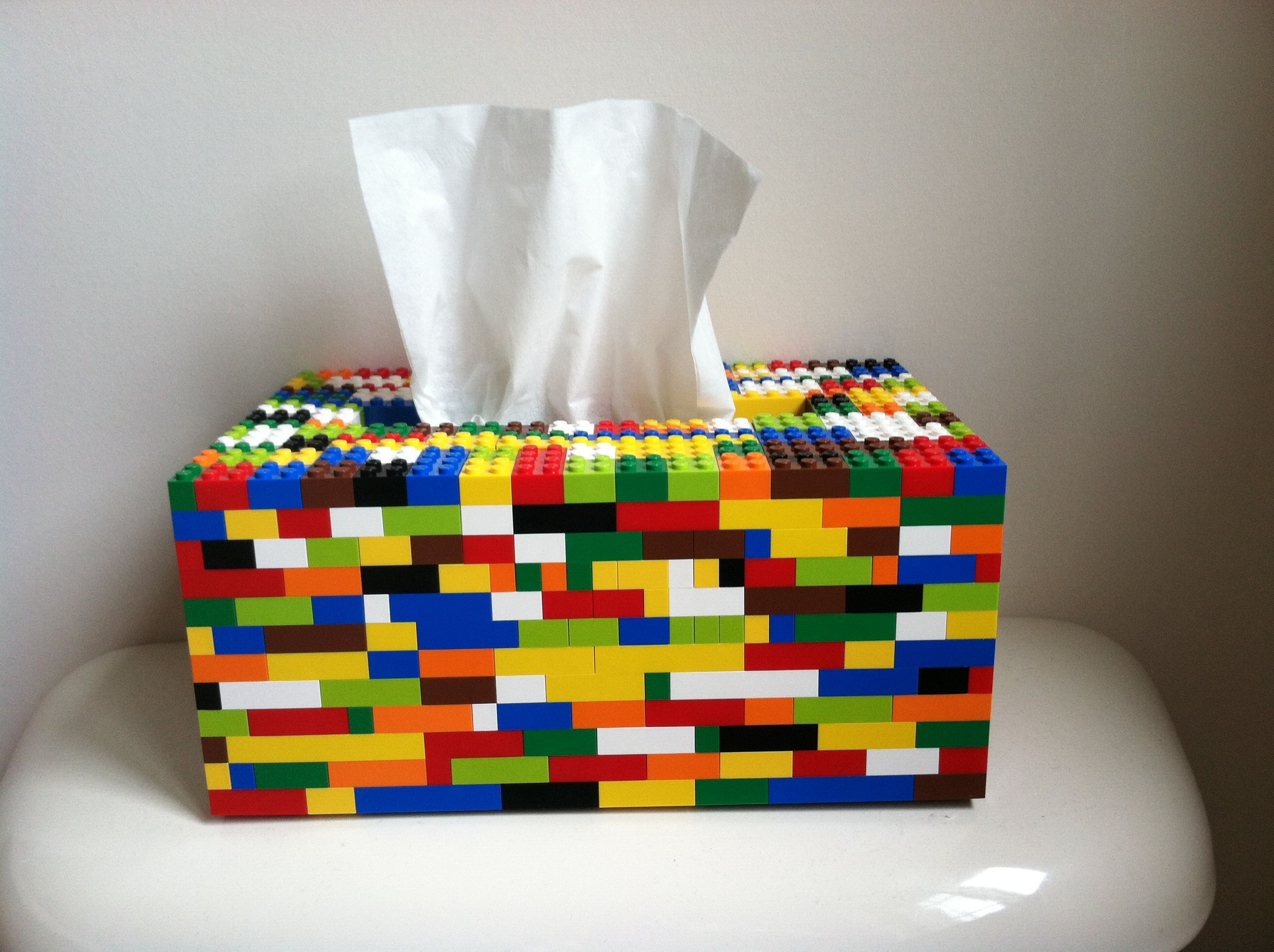 Tissue box cover made from actual lego pieces. I may have to have my nephew make this…