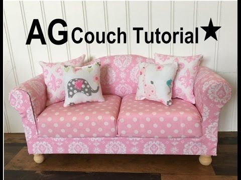 Tutorial for making your own American Girl Doll Living Room Couch and Chair. Easy DIY that anyone can make. How to make cute