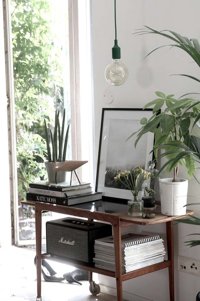 Vintage drinks cart / trolley in my home / My Scandinavian Home. Forest poster by Desenio.