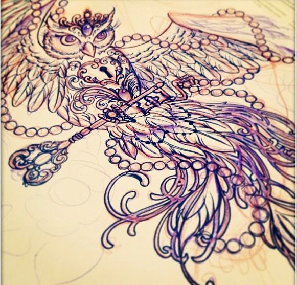 Wantttt so bad, except not an owl! Love the flow of the feathers and overall style for my thigh tat