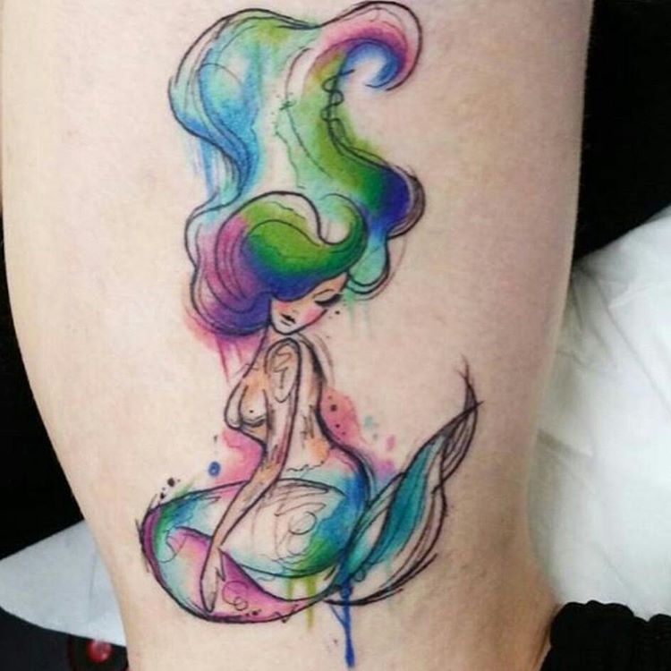 Watercolor Mermaid. I love the design and its beautiful in color, but I want this in black and grey