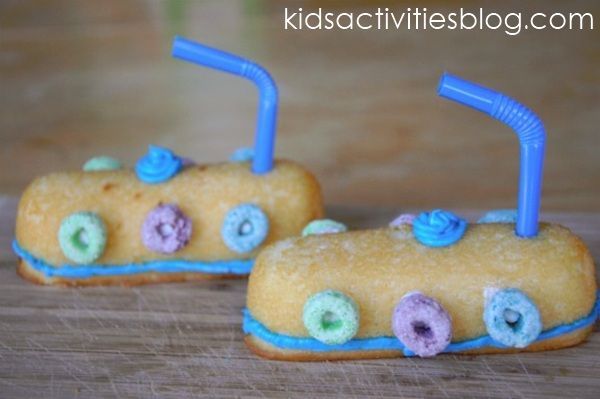 We made these as a snack for our kids as part of the “water” theme in preschool