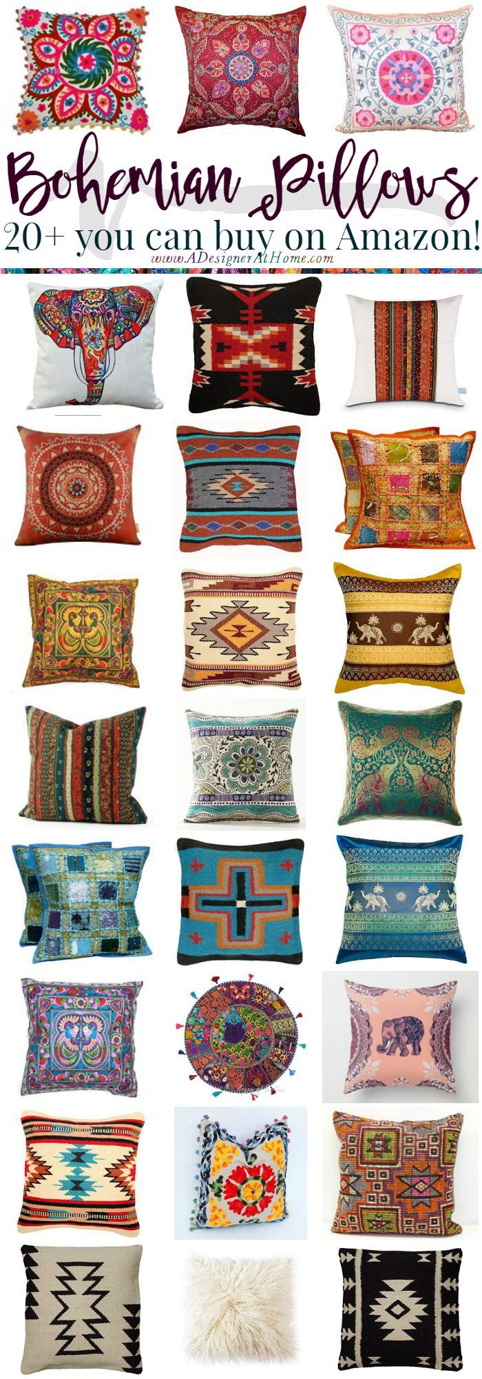 Where To Buy: Bohemian Pillows http://www.adesignerathome.com/where-to-buy-bohemian-pillows/