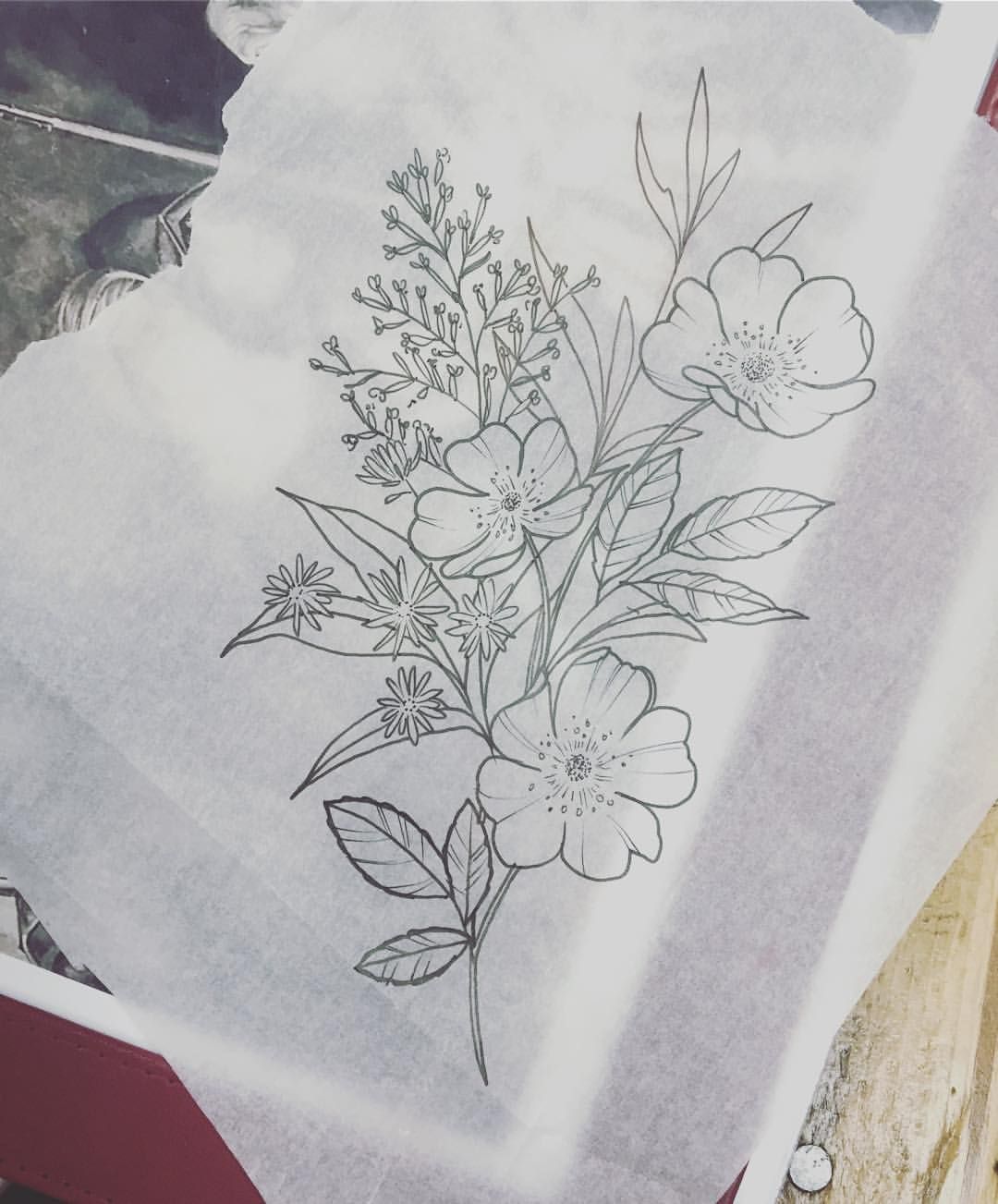 Wildflowers Sketch–pre tattoo.