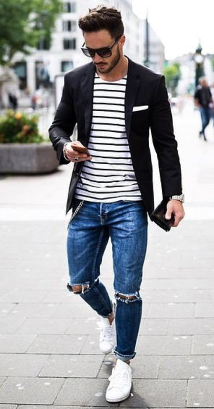 20 Stylish Ripped Jeans Spring Outfits For Men