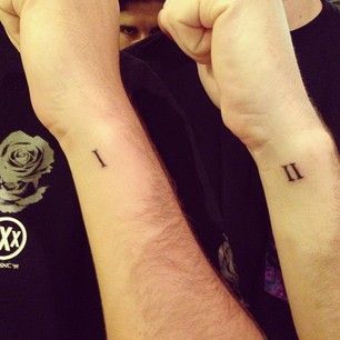 31 Insanely Cool And Adorable Matching Tattoos For Twins — sibling tattoo idea, Roman numerals