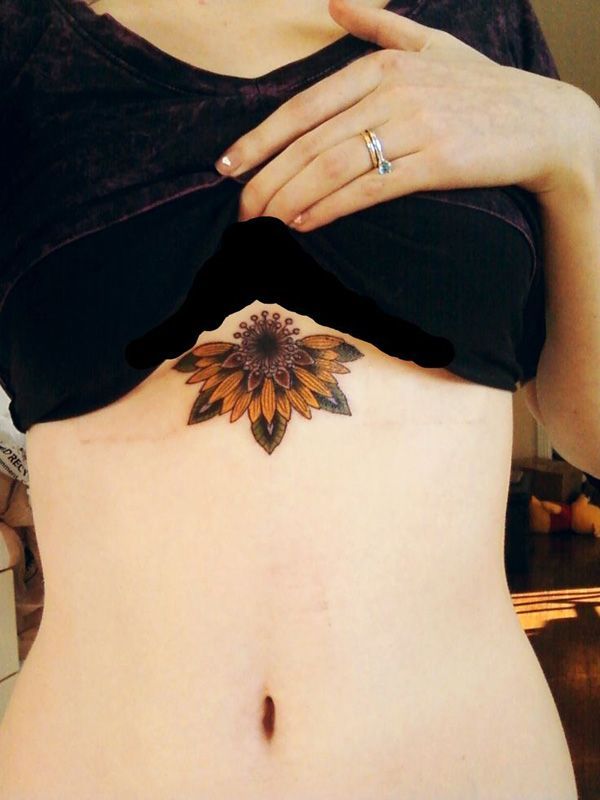 45 Inspirational Sunflower Tattoos | Cuded #sunflower_sternum_tattoo