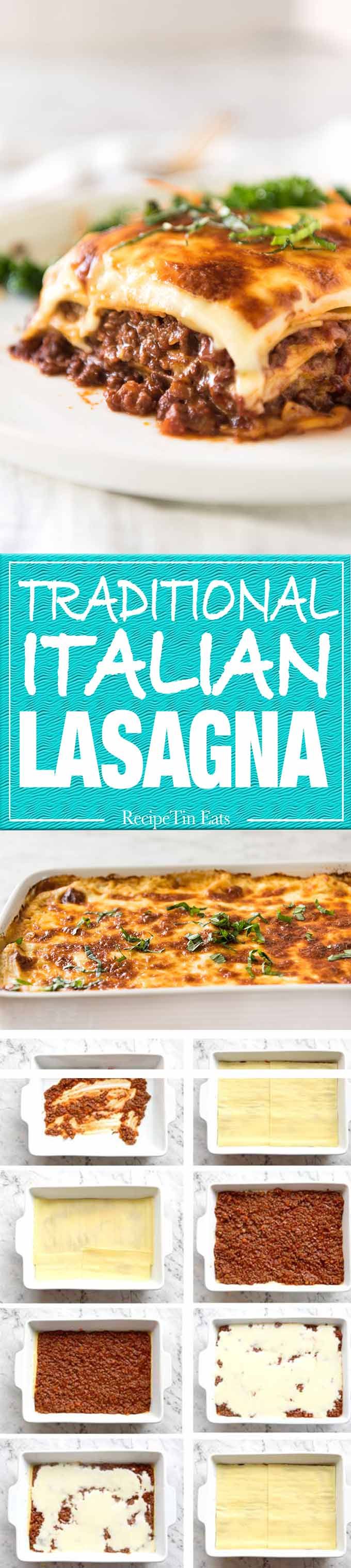 Traditional Italian Lasagna, made with a Bolognese Ragu and cheese sauce