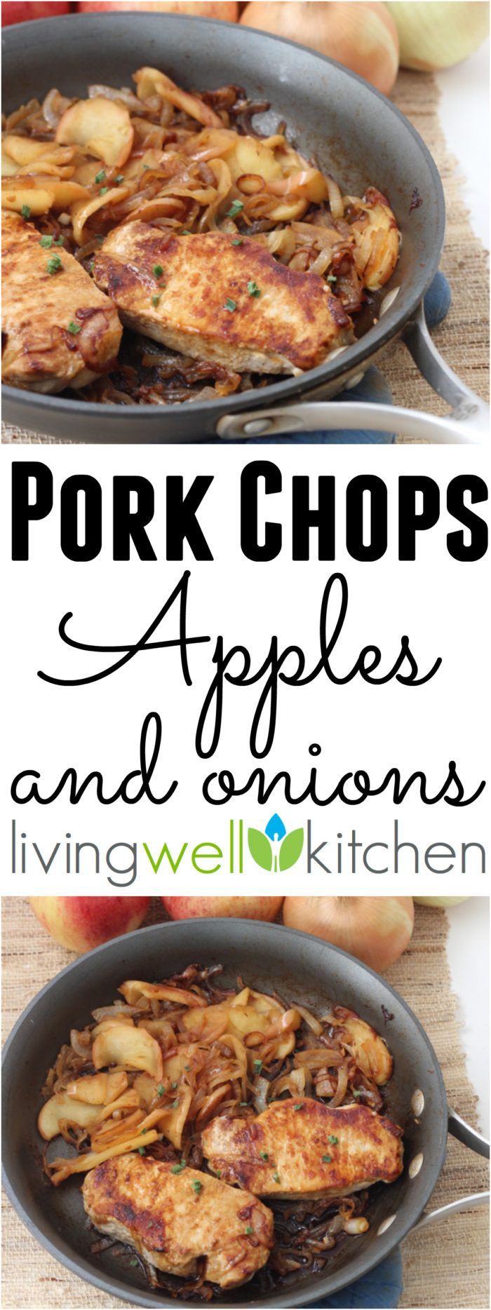 An easy one skillet meal that packs in the fall flavor with sweet caramelized onions and apples to balance out the savory pork.