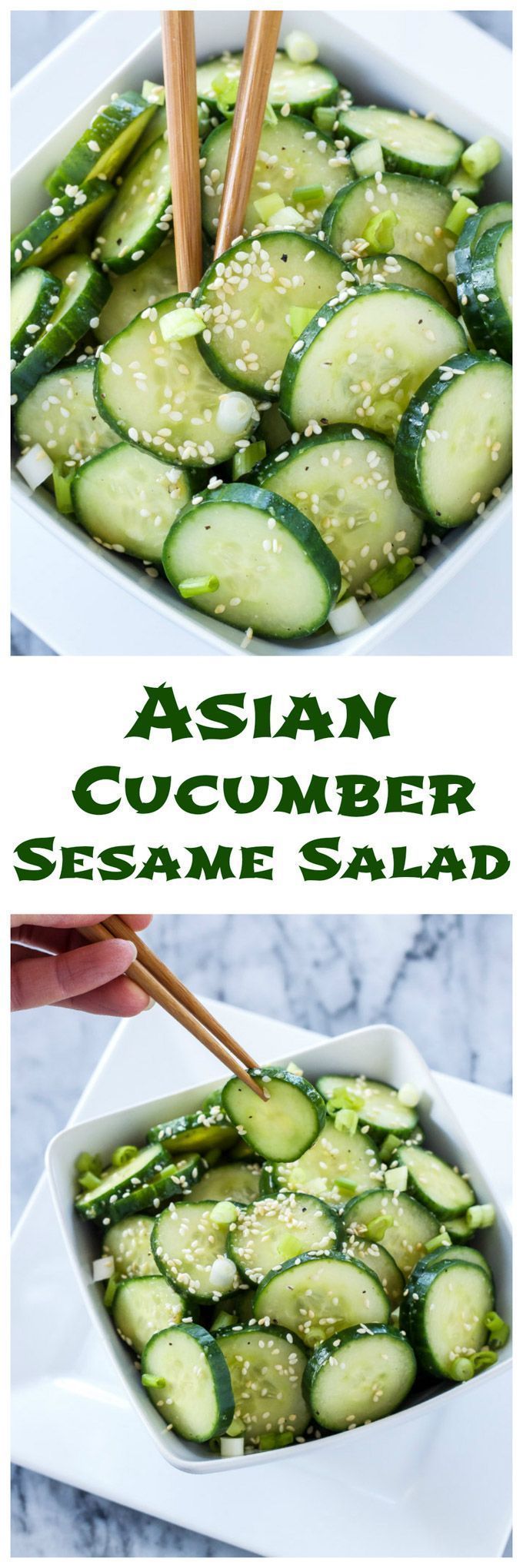 Asian Cucumber Sesame Salad | This fresh, gluten free, vegan cucumber salad is full of delicious Asian flavors!