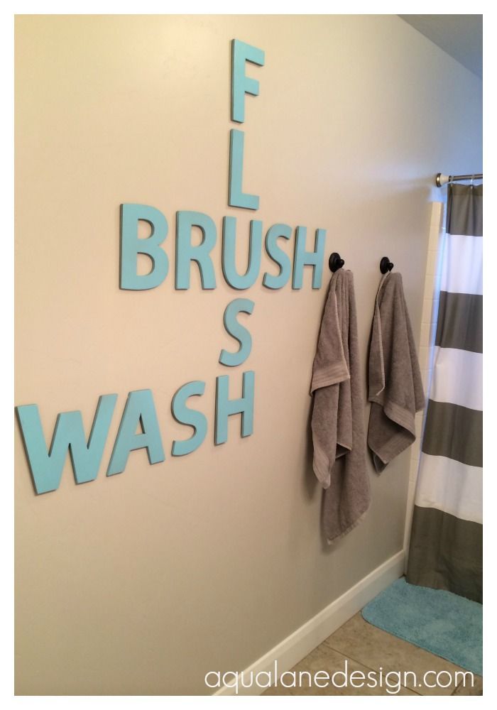 Bathroom Crossword Art | Aqua Lane Design #kids_bathroom_decor