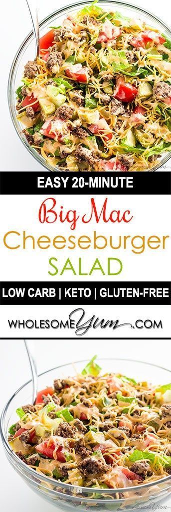 Big Mac Salad – Cheeseburger Salad (Low Carb, Gluten-free) – This easy low carb Big Mac salad recipe is ready in just 20