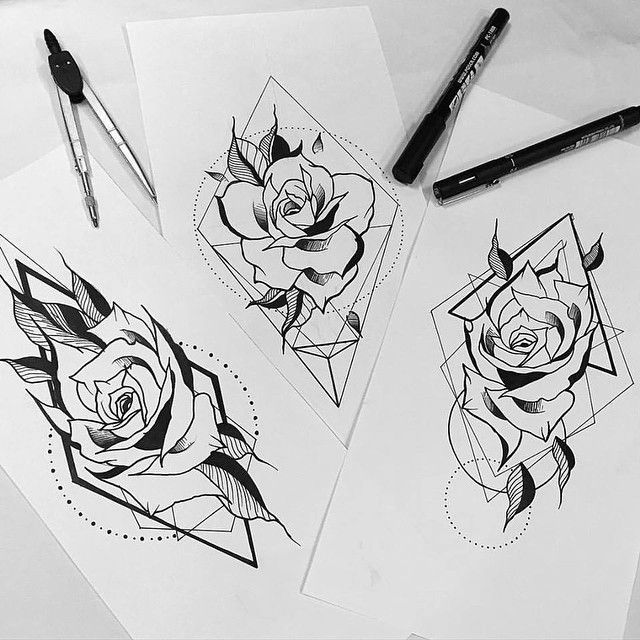 Blackwork Rose Designs From @otheser_stc ! Rose Day today! First comes first served! #saketattoocrew #geometric_tattoo_color