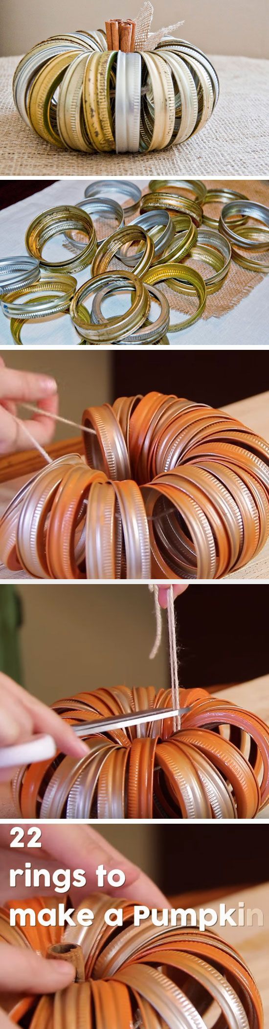 Canning Ring Pumpkin | 20 DIY Thanksgiving Decor Ideas for the Home that will make your place look oh so cozy!