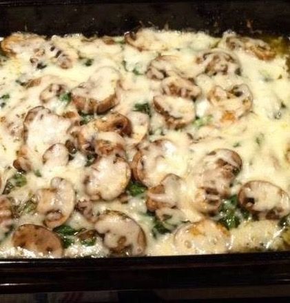 Cheesy Chicken, Spinach and Mushroom Low-Carb Oven Dish – Recipe, Main Dish, Meal Ideas, Atkins Diet, Paleo Diet