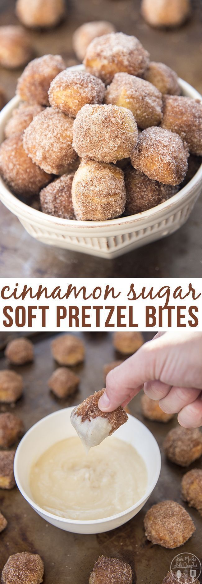 Cinnamon Sugar Soft Pretzel Bites – These cinnamon sugar sbites are perfect soft pretzels with a chewy pretzel crust coated in