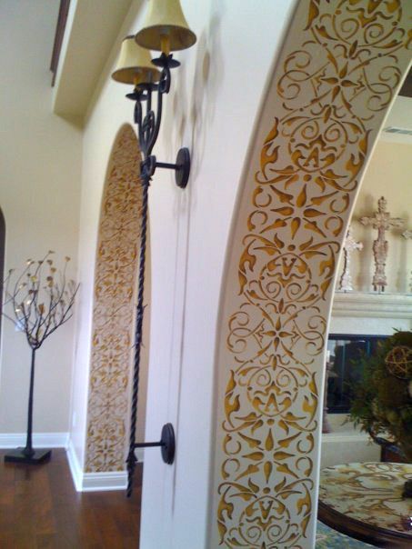 Classic European Design that you can easily DIY with Border Stencils on Archway | Arabesque Border Stencil for painting walls from