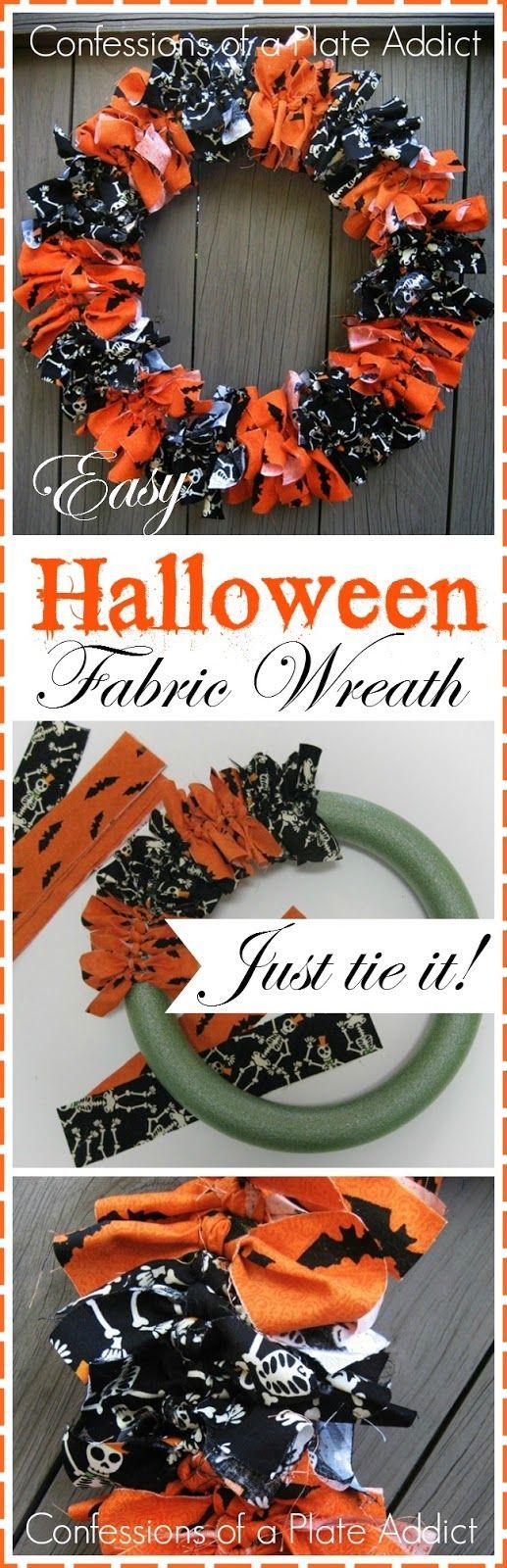 CONFESSIONS OF A PLATE ADDICT Easy Halloween Fabric Wreath…Just Tie It!