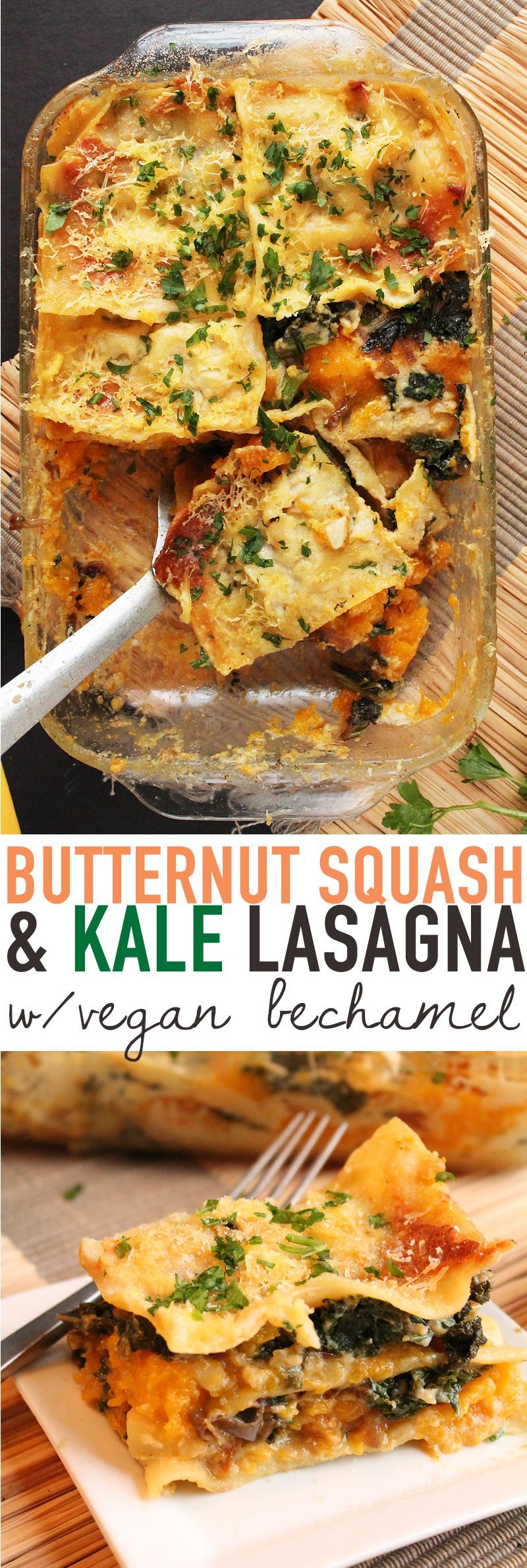 Cozy up this winter with this Butternut Squash and Kale Lasagna. Youll be glad you did! Click the photo for the full recipe.