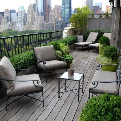 Create seating groups in long, narrow spaces. Image: Houzz