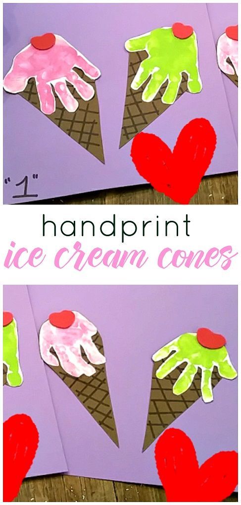 Cute handprint ice cream cones for a summer kids craft!