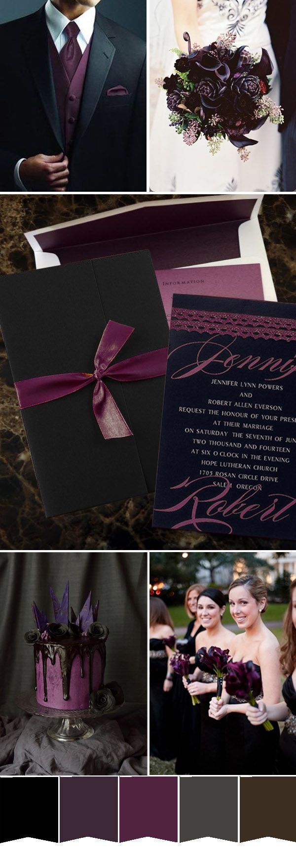 dark purple and black wedding color ideas and wedding invitations #black_wedding_decor