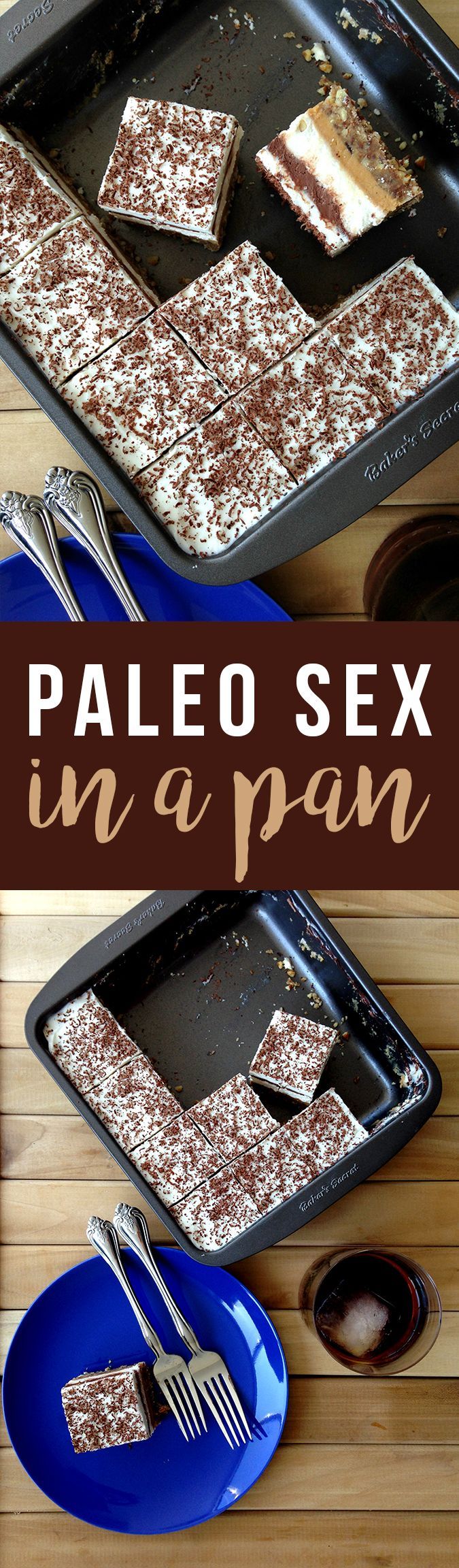 Decadent layered Paleo Sex in a Pan is a memorable treat! Click to read the recipe or pin for later. GrokGrub.com
