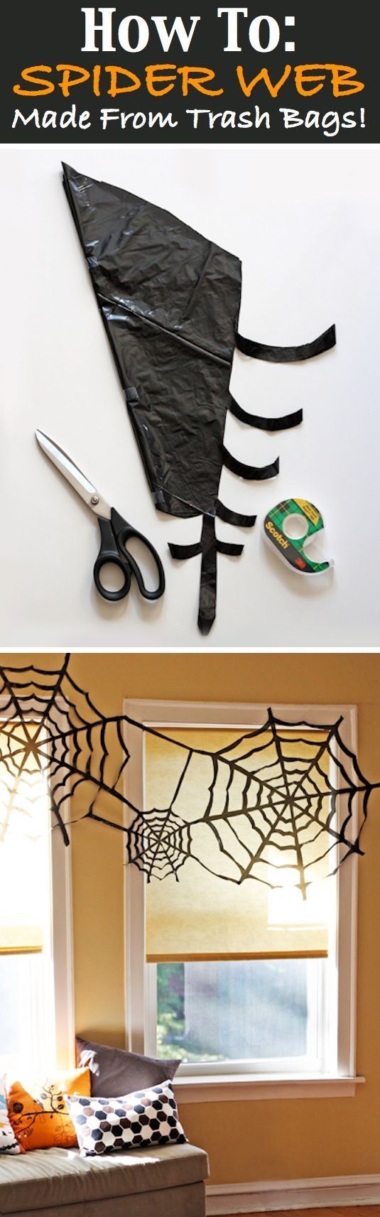 Decorate the house with these scary spider webs!  Full instructions at: www.listotic.com/…