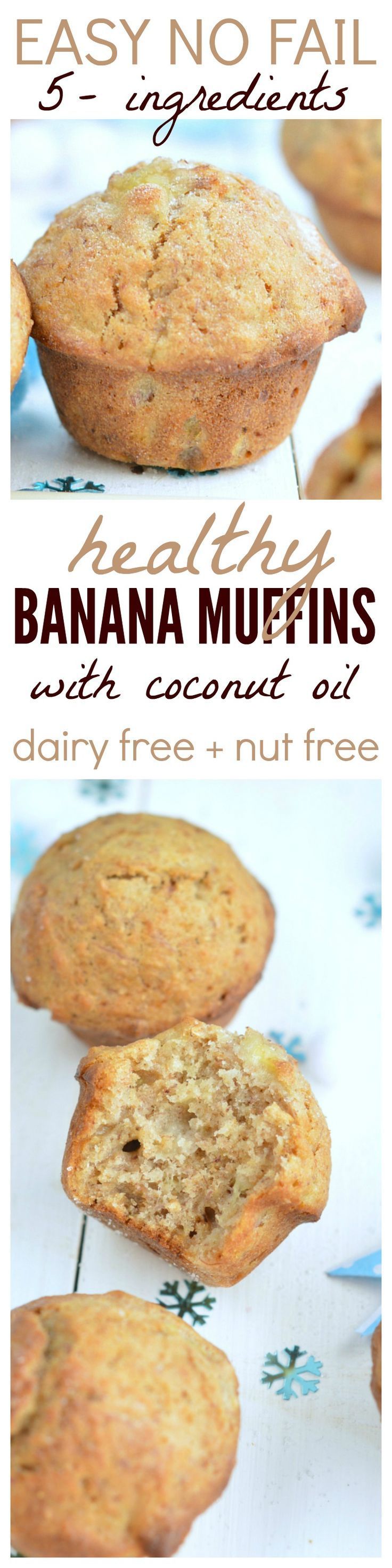 Delicious moist and fluffy banana muffins made with coconut oil are the BEST ! A great snack ready to fill your kids lunch box