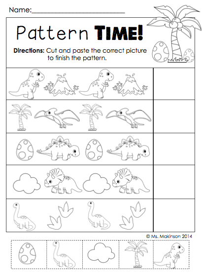 Dinosaur Literacy and Math Activities - Dino Patterning