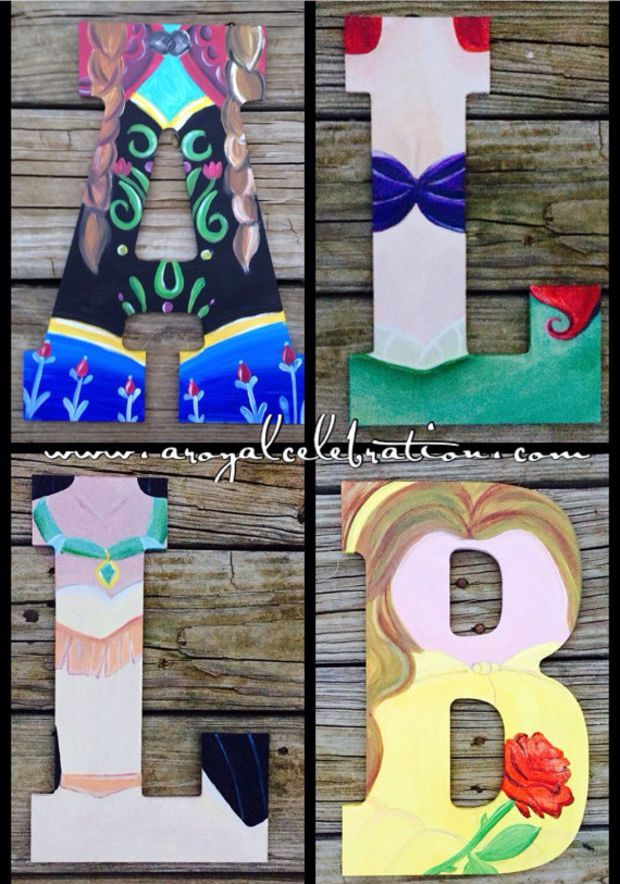 Disney Princess Wood Letter Art #disney_crafts_wood