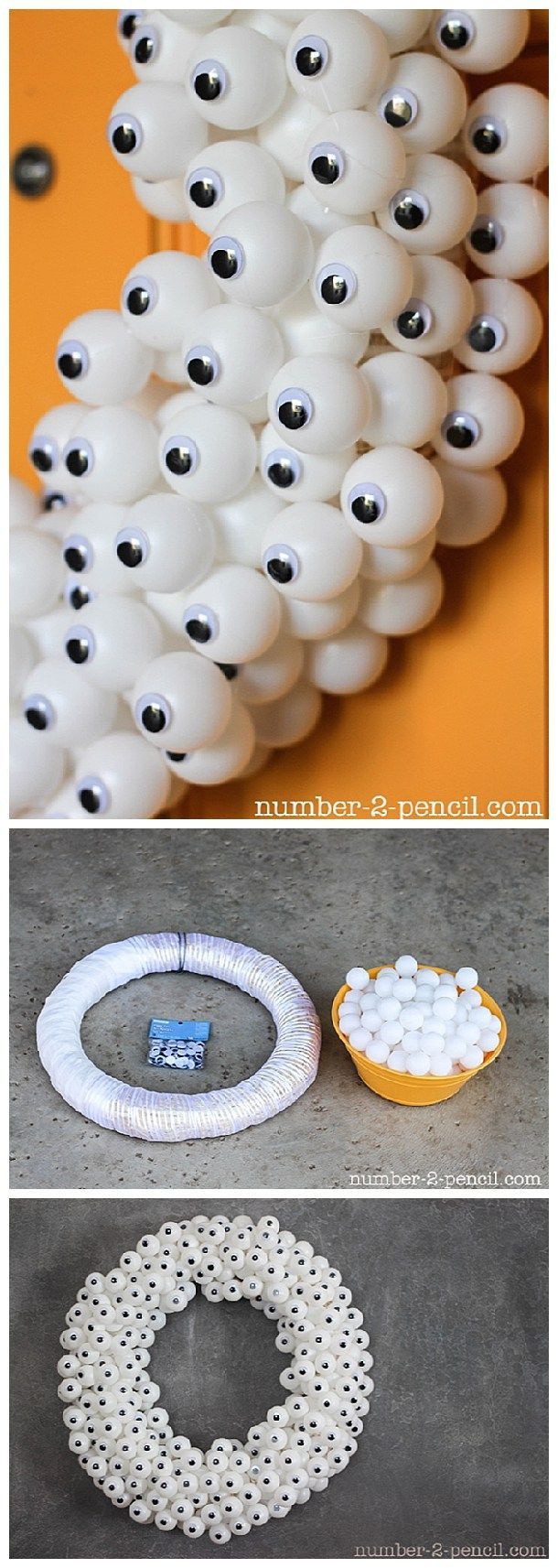 DIY Googly Eyes PIng Pong Ball Halloween Wreath Tutorial | No. 2 Pencil – Spooktacular Halloween DIYs, Crafts and Projects – The
