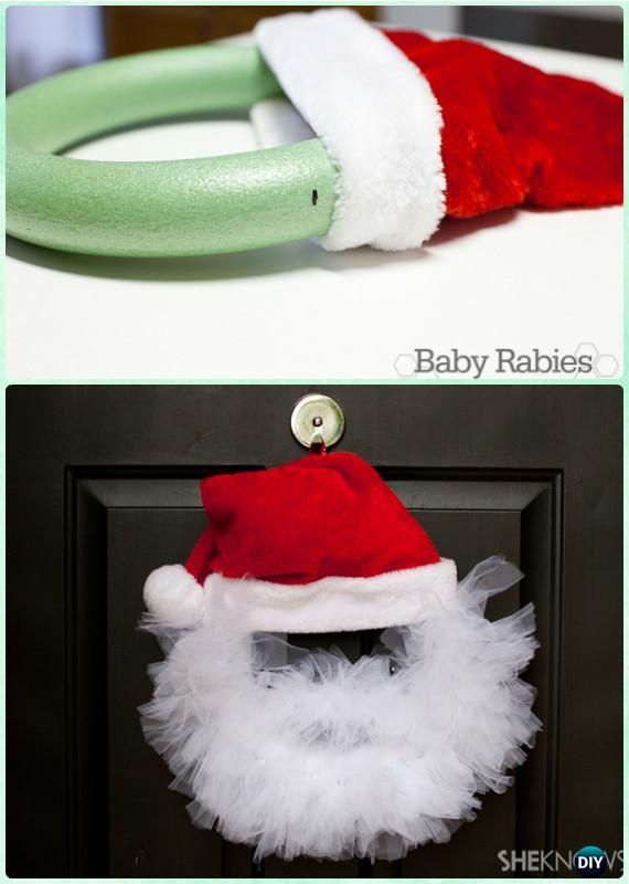 DIY Santa Tulle Wreath Instructions- #Christmas Wreath Craft Ideas Holiday Decoration