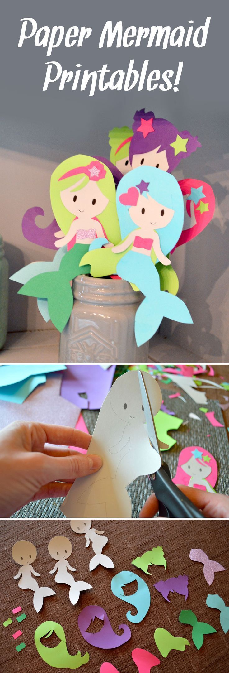 Easily make colorful paper mermaids with our cute printables!