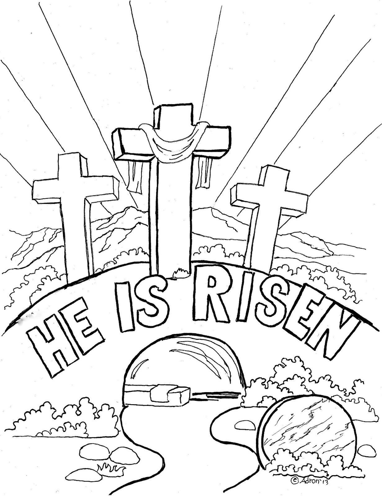 Easter Coloring Page For Kids, “He is Risen” The Blog has suggestions for coloring, coloringpagesbymr…