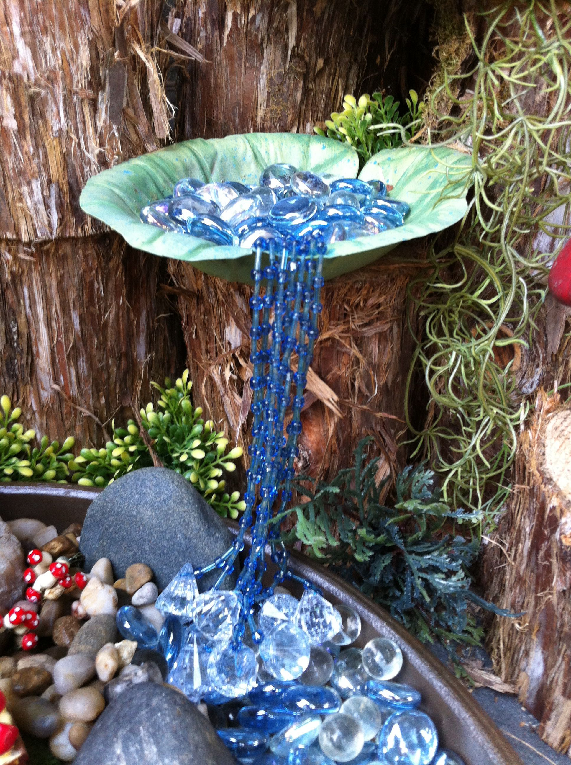 Fairy garden waterfall with beads