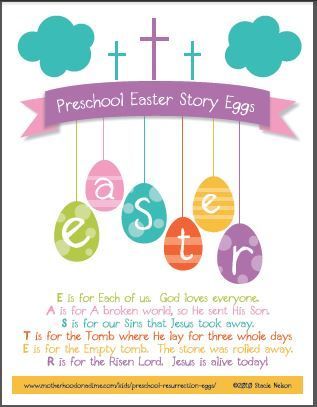 Free Christian Easter Story Egg 8×10 Printable Poem for Preschool Ages