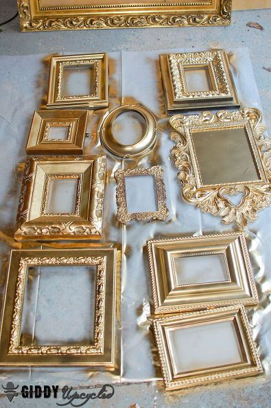 gallery wall vintage frames spray painted white french, chalk paint, painting, wall decor